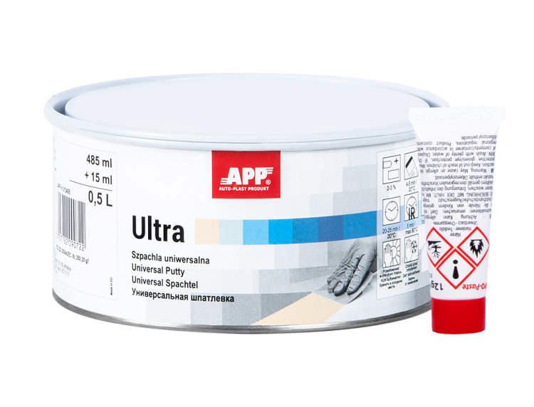 Puszka szpachli uniwersalnej APP Ultra z utwardzaczem. 0,5l