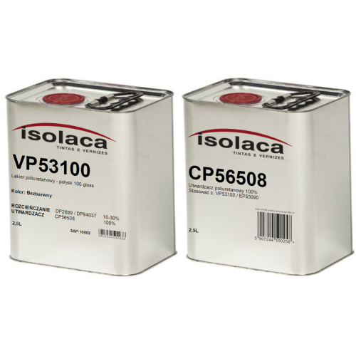 Zestaw 5l lakier poliuretanowy Isolaca VP53100 wysoki połysk z utwardzaczem