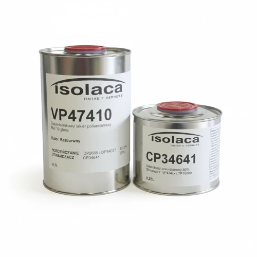 Zestaw 1L lakier poliuretanowy do drewna Isolaca VP47410 głęboki mat G10 z utwardzaczem