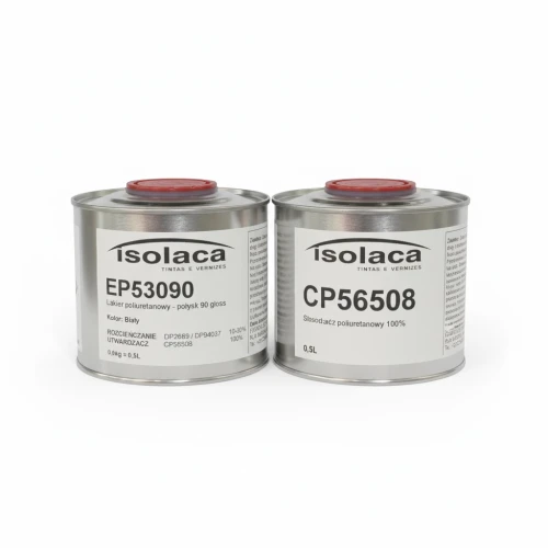 Zestaw 1l lakier poliuretanowy biały połysk Isolaca EP53090 z utwardzaczem CP56508