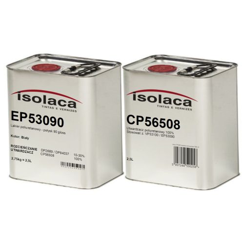 Zestaw 5L lakier poliuretanowy biały połysk Isolaca EP53090 z utwardzaczem CP56508