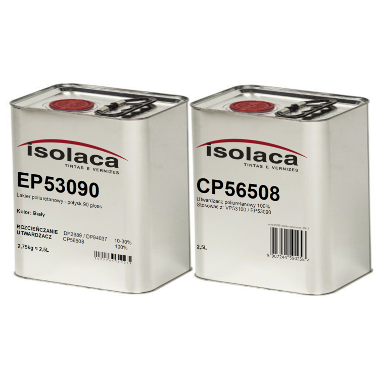Zestaw 5L lakier poliuretanowy biały połysk Isolaca EP53090 z utwardzaczem CP56508