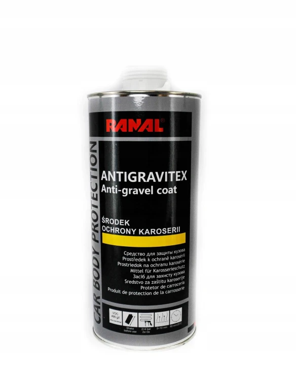 Puszka środka do ochrony karoserii Ranal Antigravitex 1kg pod pistolet. Kolor biały