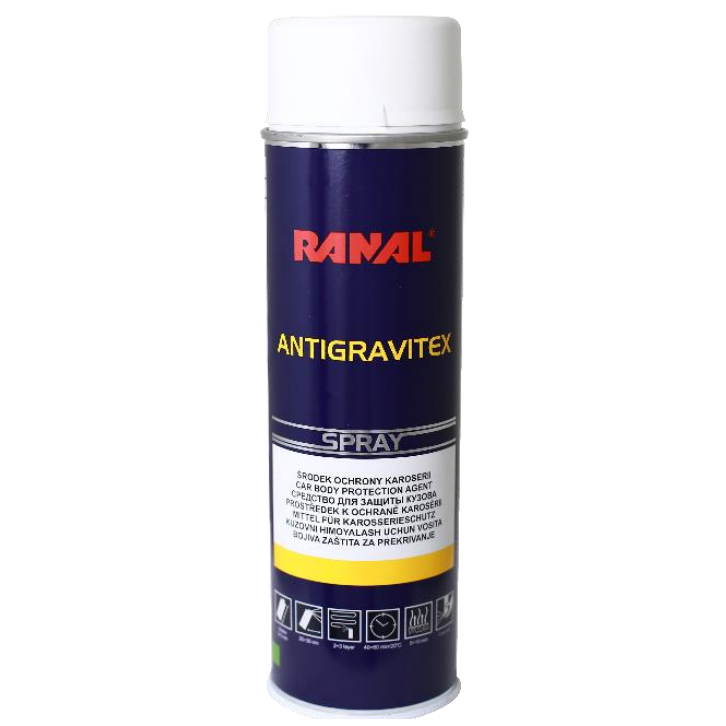 Puszka sprayu baranek Ranal Antigravitex 500ml do progów. kolor biały