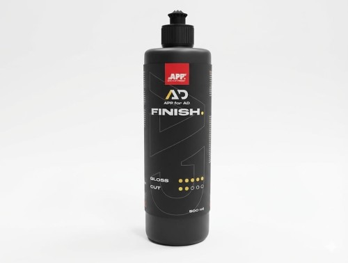 Pasta polerska finiszowa APP for AD Finish 500ml. Usuwa hologramy i mikrorysy P3000. Lustrzany połysk. Bez silikonu. Zapach jabłkowy. Do Rotacji i DA.