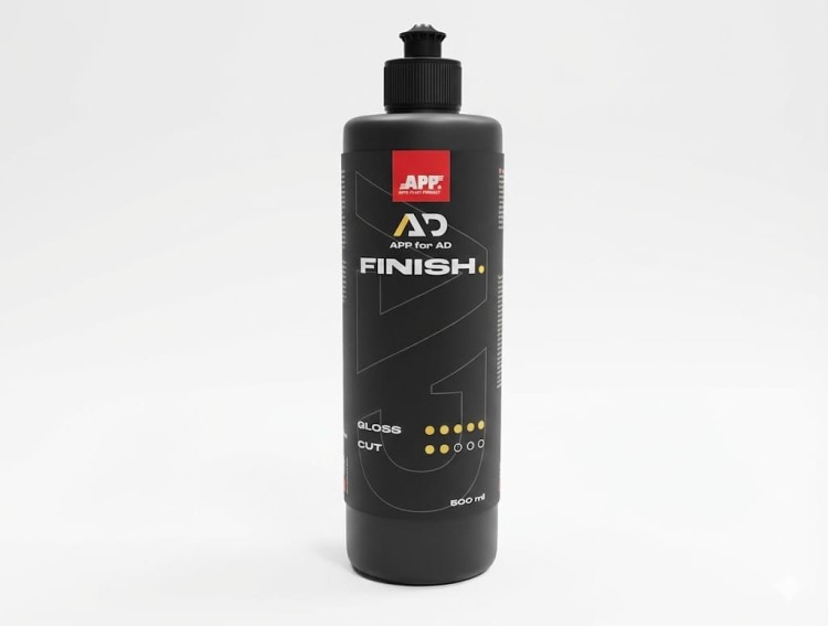 Pasta polerska finiszowa APP for AD Finish 500ml. Usuwa hologramy i mikrorysy P3000. Lustrzany połysk. Bez silikonu. Zapach jabłkowy. Do Rotacji i DA.