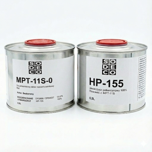 Zestaw 1l lakieru poliuretanowego SODECO MPT-11S-0  głęboki mat wraz z utwardzaczem HP-155