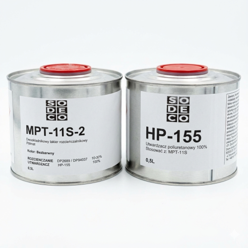 Zestaw 1l lakieru poliuretanowego SODECO MPT-11S-2 półmat z utwardzaczem HP-155