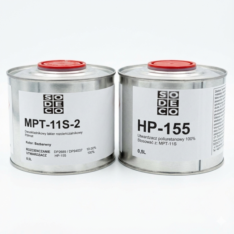Zestaw 1l lakieru poliuretanowego SODECO MPT-11S-2 półmat z utwardzaczem HP-155