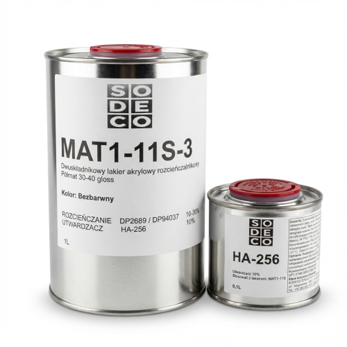 Zestaw 1,1L lakier akrylowy do schodów SODECO MAT1-11S-3 półmat z utwardzaczem