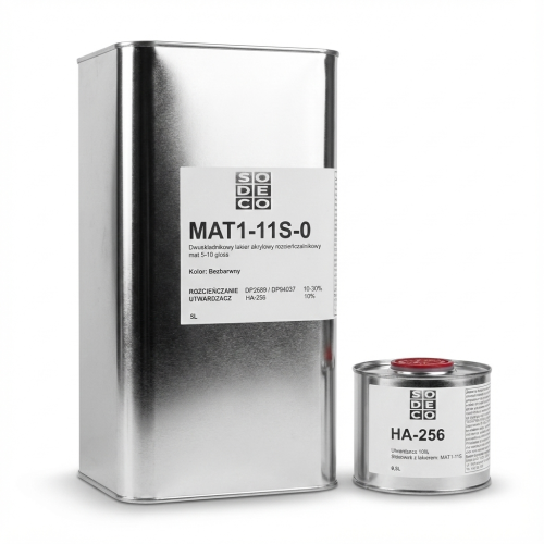 Zestaw 5,5L lakier akrylowy do schodów SODECO MAT1-11S-0 głęboki mat z utwardzaczem