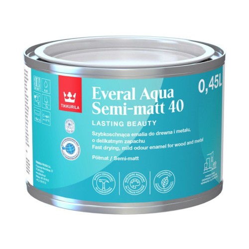 Puszka farby akrylowej Tikkurila Everal Aqua do drewna i metalu