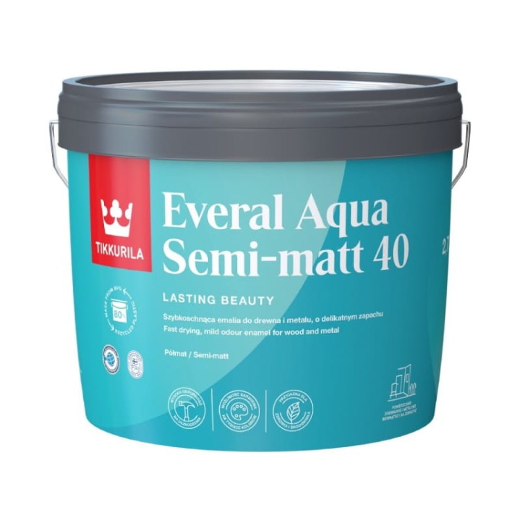 Puszka farby akrylowej Tikkurila Everal Aqua do drewna i metalu