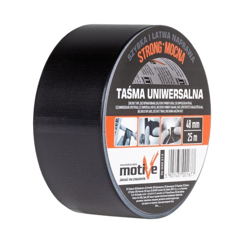 Rolka czarnej taśmy naprawczej wzmocnionej Motive Strong Duct Tape 25m