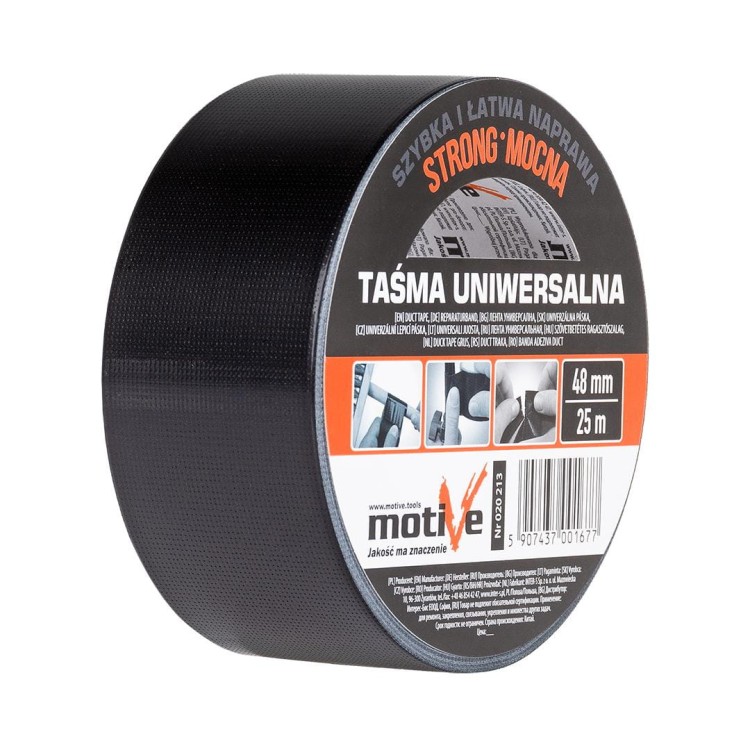 Rolka czarnej taśmy naprawczej wzmocnionej Motive Strong Duct Tape 25m