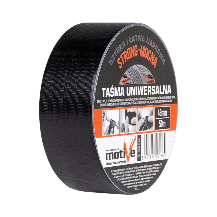 Rolka czarnej taśmy naprawczej wzmocnionej Motive Strong Duct Tape 50m