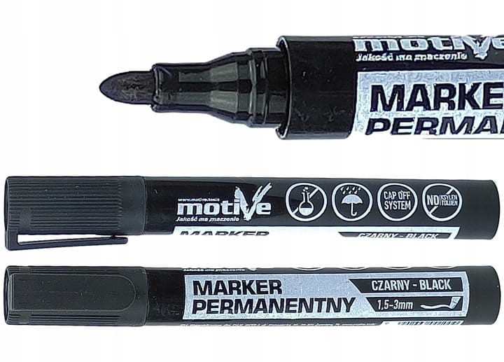 Marker permanentny czarny Motive do trudnych powierzchni