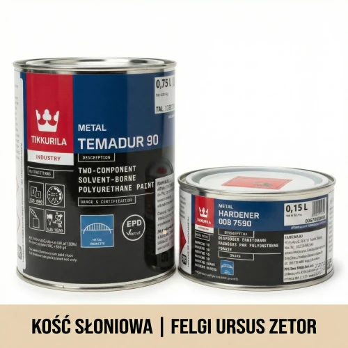 Farba temadur 90 do felg ursus / zetor w kolorze kość słoniowa. komplet z utwardzaczem 1l