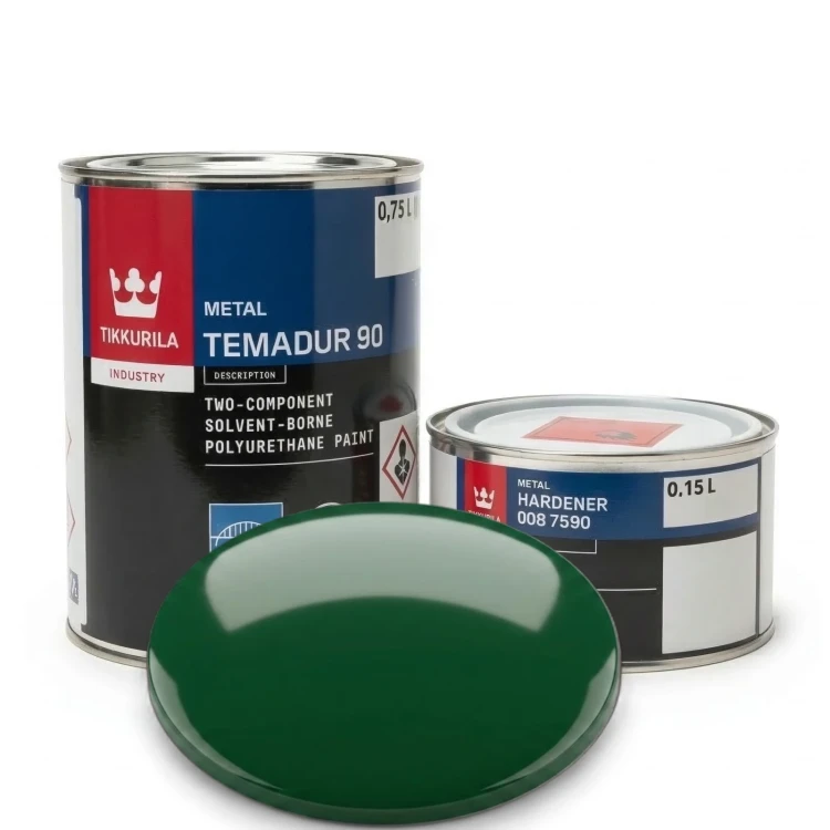 Dwuskładnikowa emalia poliuretanowa Tikkurila Temadur 90 i utwardzacz 008 7590 zielon mchu RAL 6005 1l