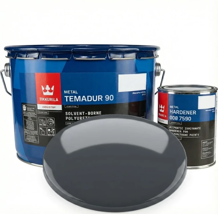 Dwuskładnikowa emalia poliuretanowa Tikkurila Temadur 90 i utwardzacz 008 7590 Szary Grafitowy RAL 7024 10l