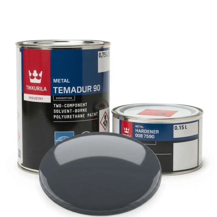 Dwuskładnikowa emalia poliuretanowa Tikkurila Temadur 90 i utwardzacz 008 7590 Szary Grafitowy RAL 7024 1l