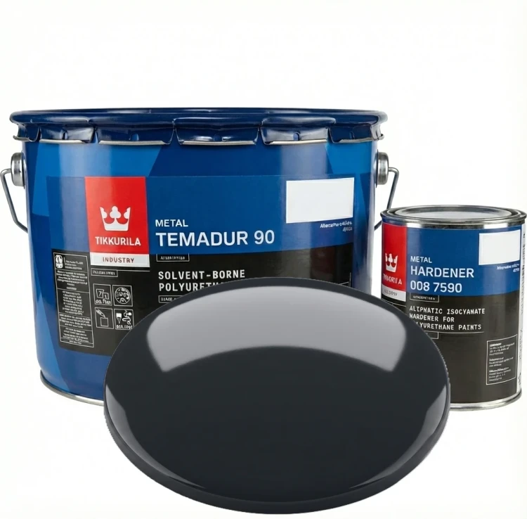 Dwuskładnikowa emalia poliuretanowa Tikkurila Temadur 90 i utwardzacz 008 7590 Szary Antracyt RAL 7016 10l