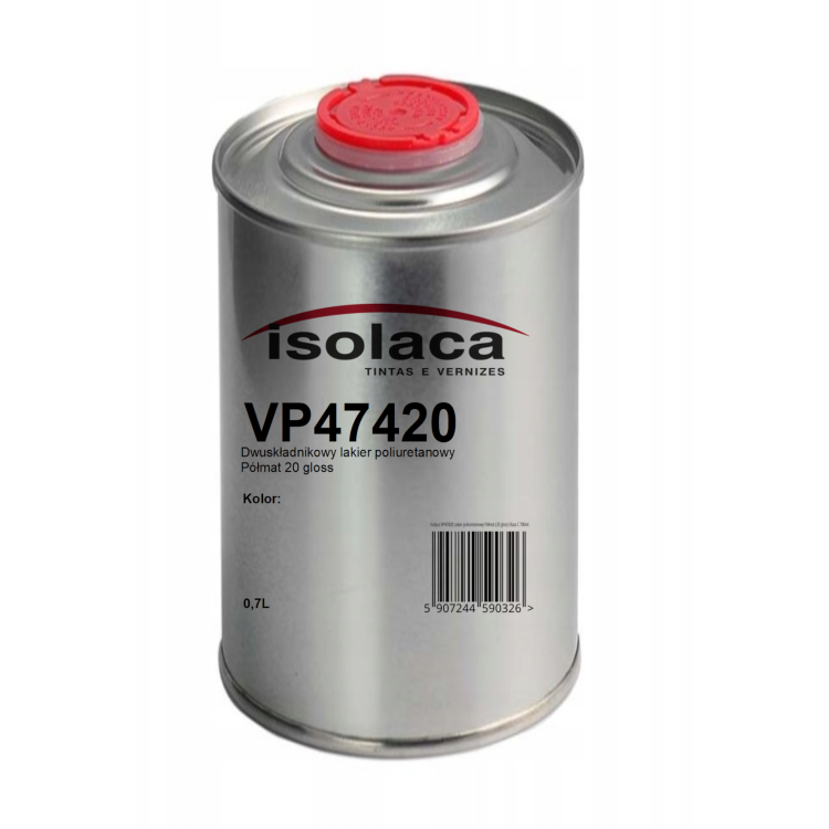 Mała, okrągła puszka 0,7L lakieru poliuretanowego Isolaca VP47420 Półmat 20 gloss