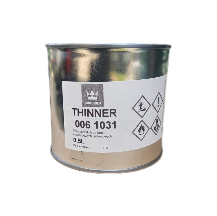 Mała puszka 0,5L rozcieńczalnika Tikkurila Thinner 006 1031 do farb epoksydowych i silikonowych