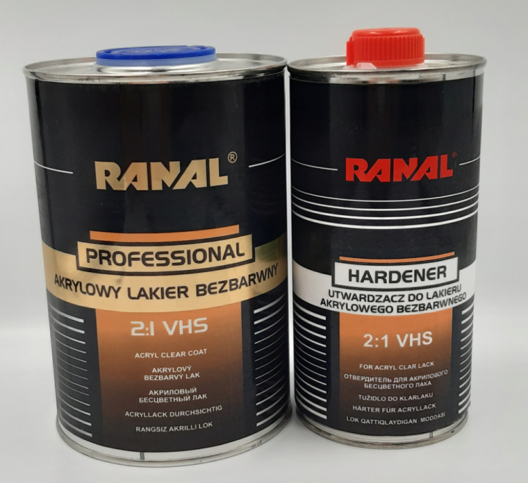 Zestaw lakier bezbarwny samochodowy Ranal VHS 2 do 1 Black Line z utwardzaczem 1,5L