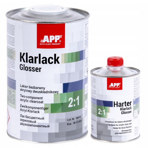Zestaw lakier bezbarwny APP Klarlack Glosser HS 2 do 1 z utwardzaczem normalnym 1,5L