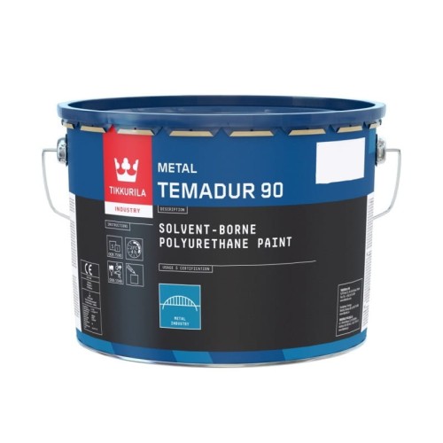 Niebieska puszka farby poliuretanowej nawierzchniowej Tikkurila Temadur 90
