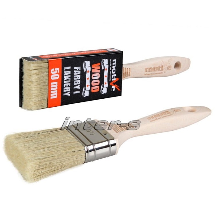 Pędzel malarski 50mm Motive Wood z drewnianą rączką i jasną szczeciną naturalną